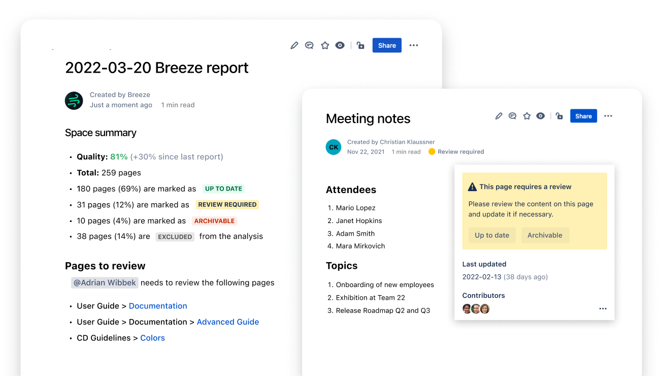 Review reports and notifications
