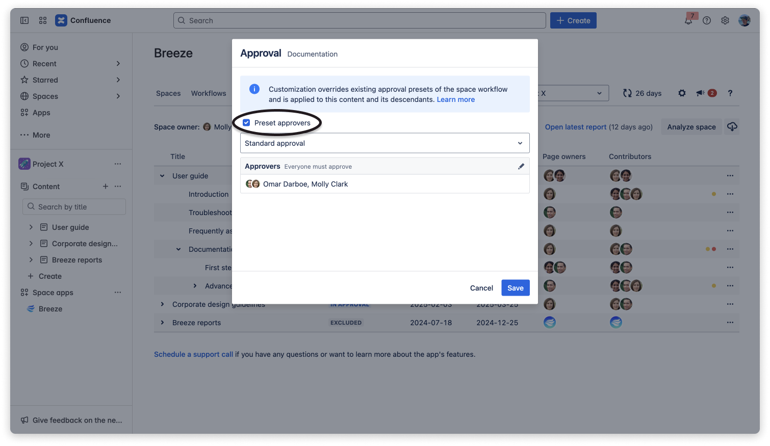 A customized approval workflow