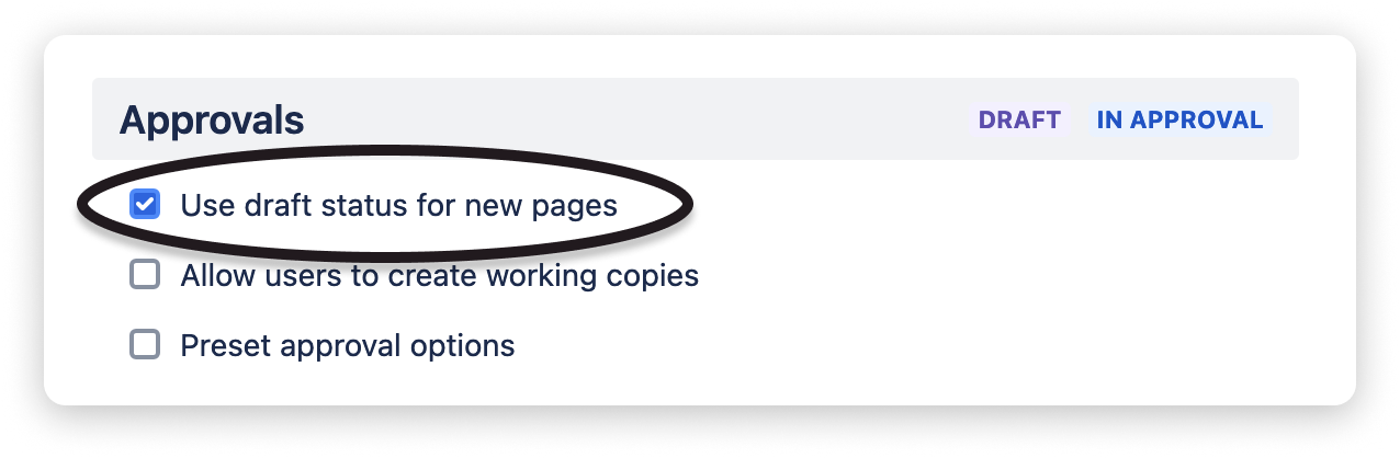 Enabling the draft status for new pages in the workflow settings