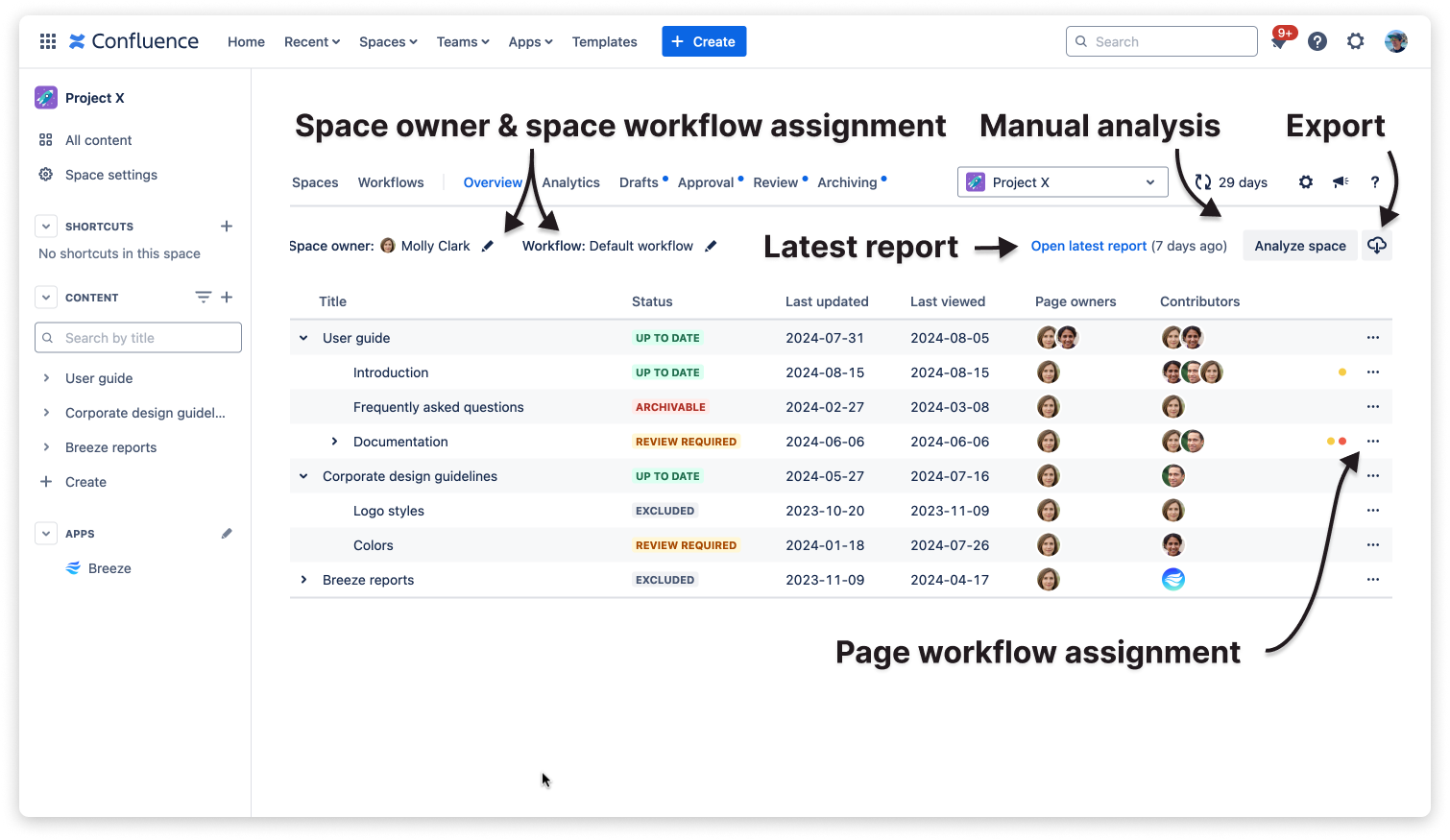 The Overview component of Breeze