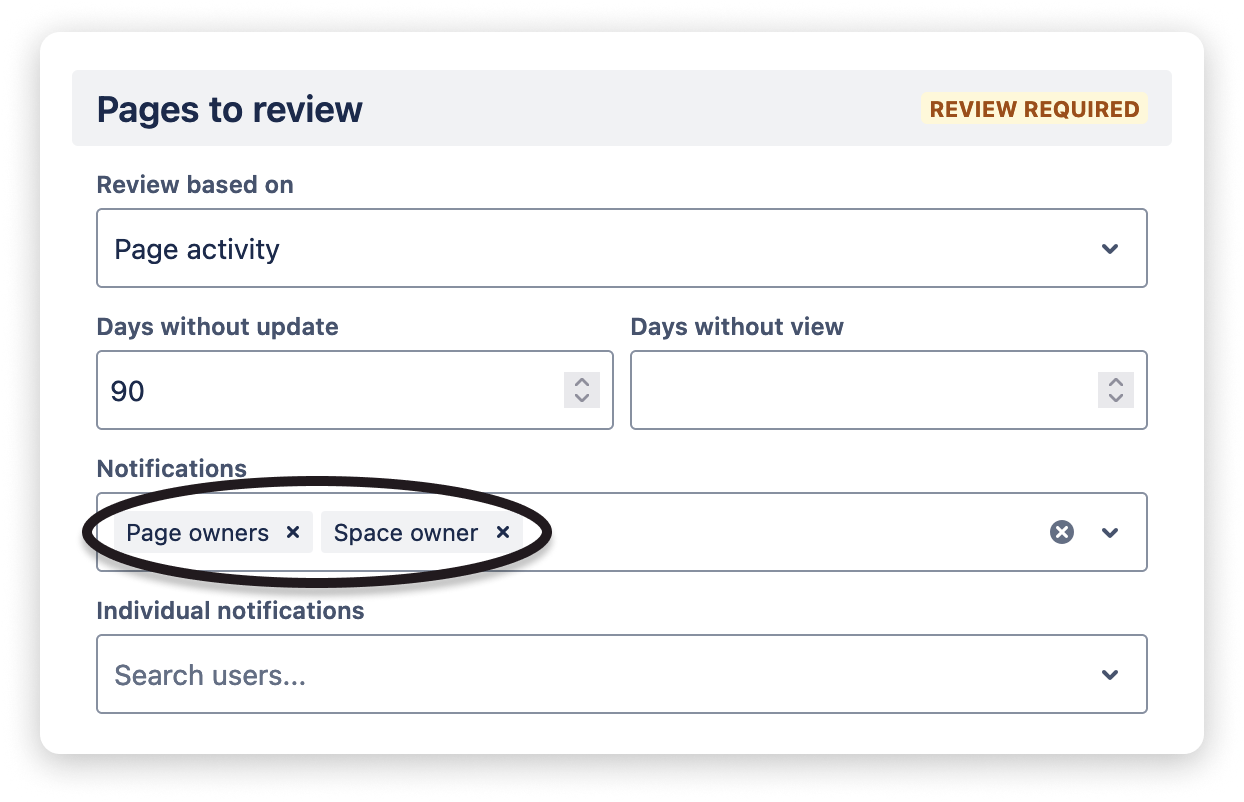 Ownership roles are used to setup notifications for pages to review or archive