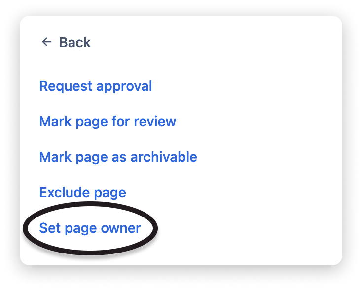 Selecting 'Set page owner'