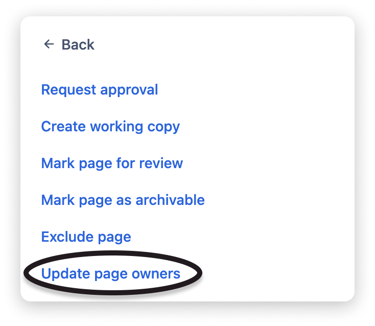 Selecting 'Set page owner'