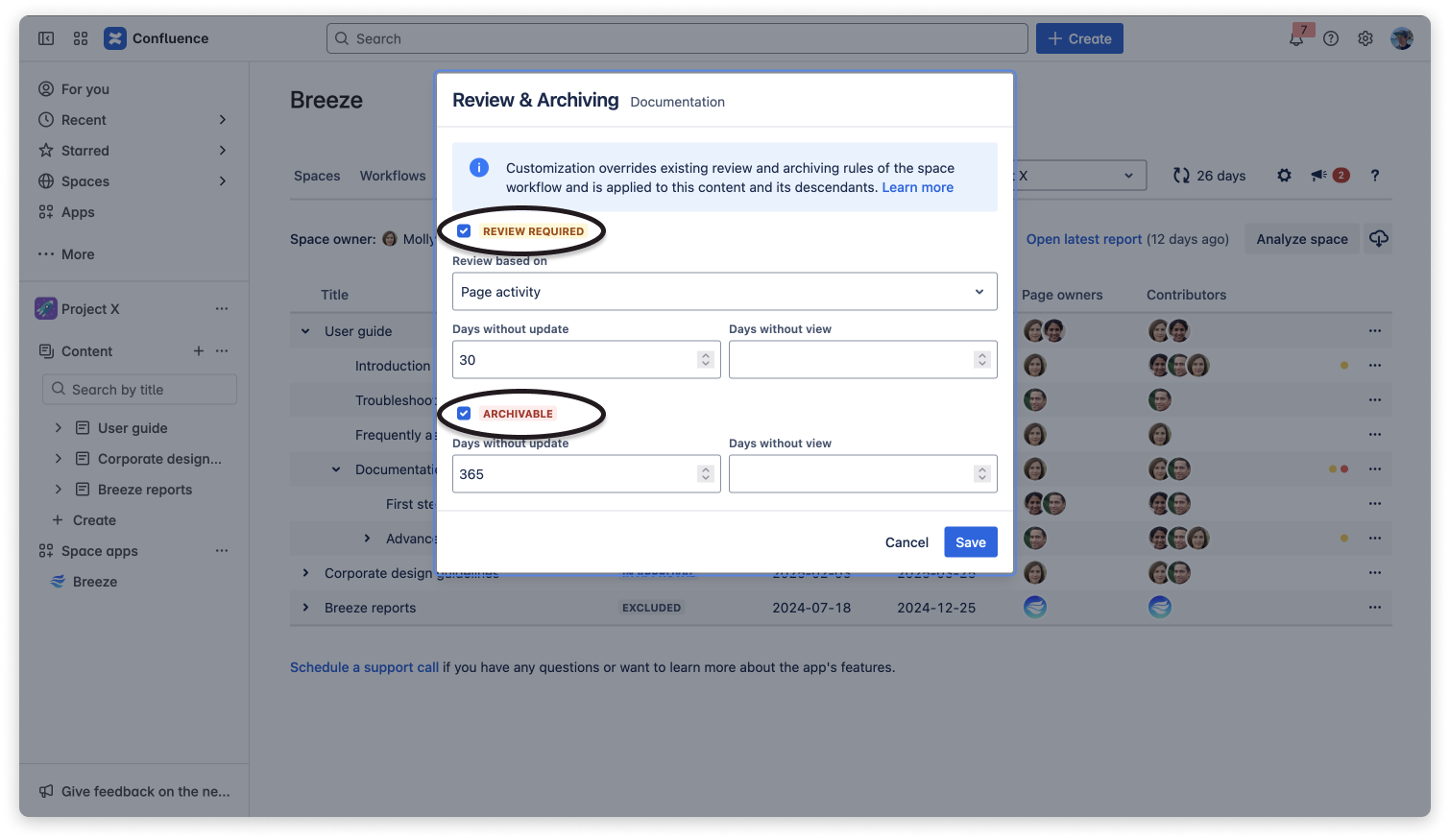 A customized review workflow