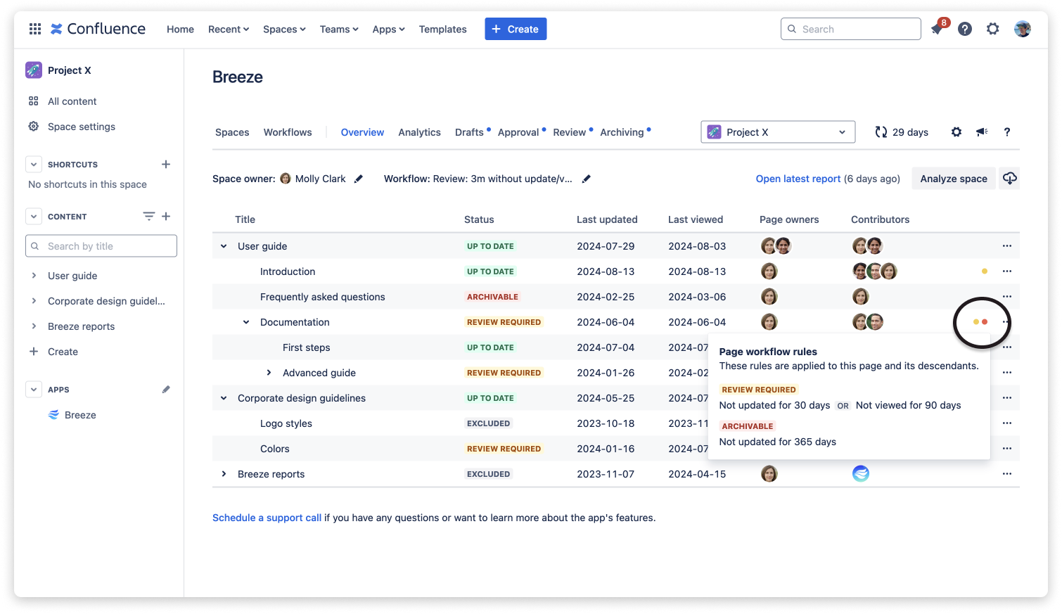 Page workflow details