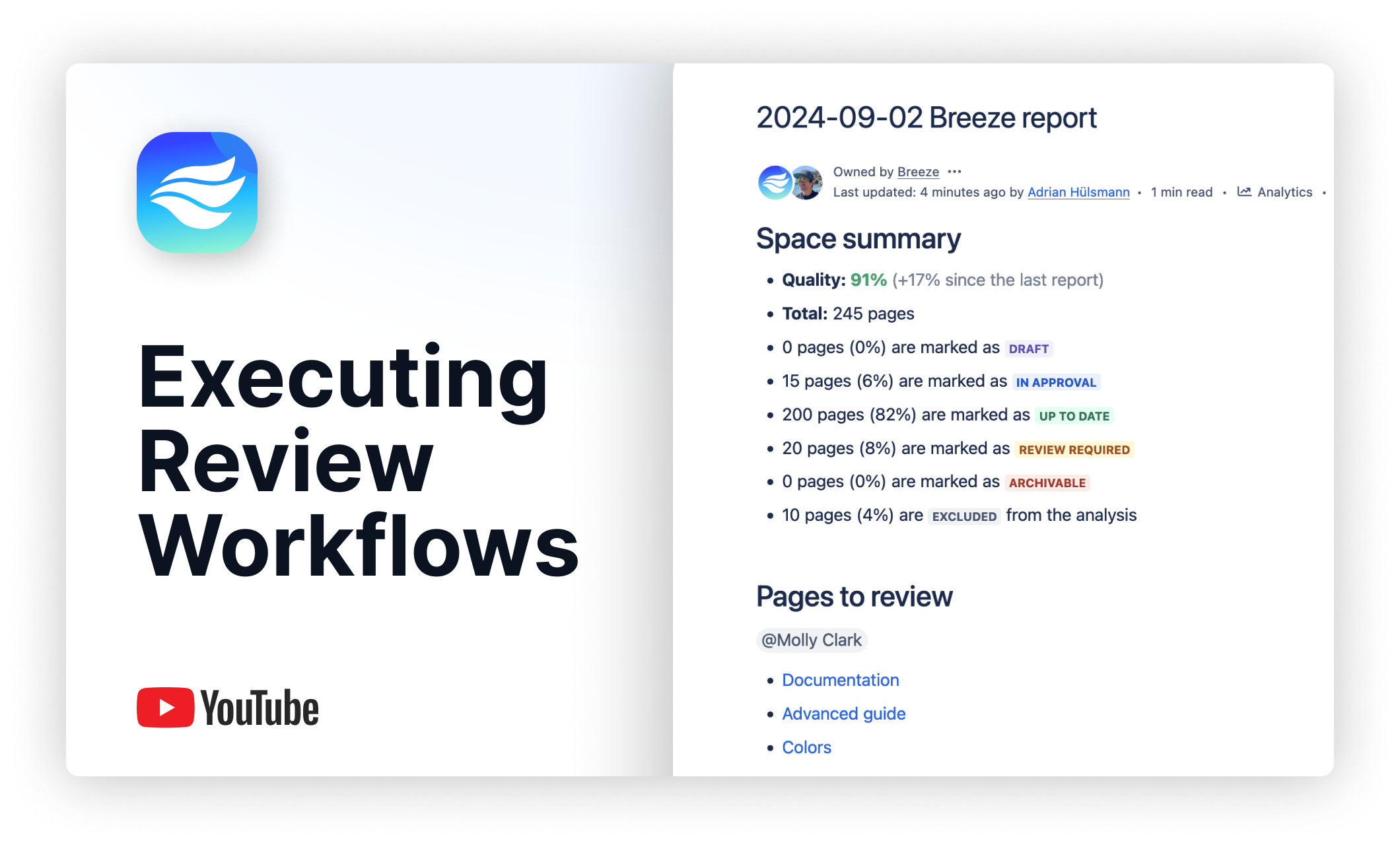 Youtube thumbnail for the video on how to execute review workflows with Breeze Document Management