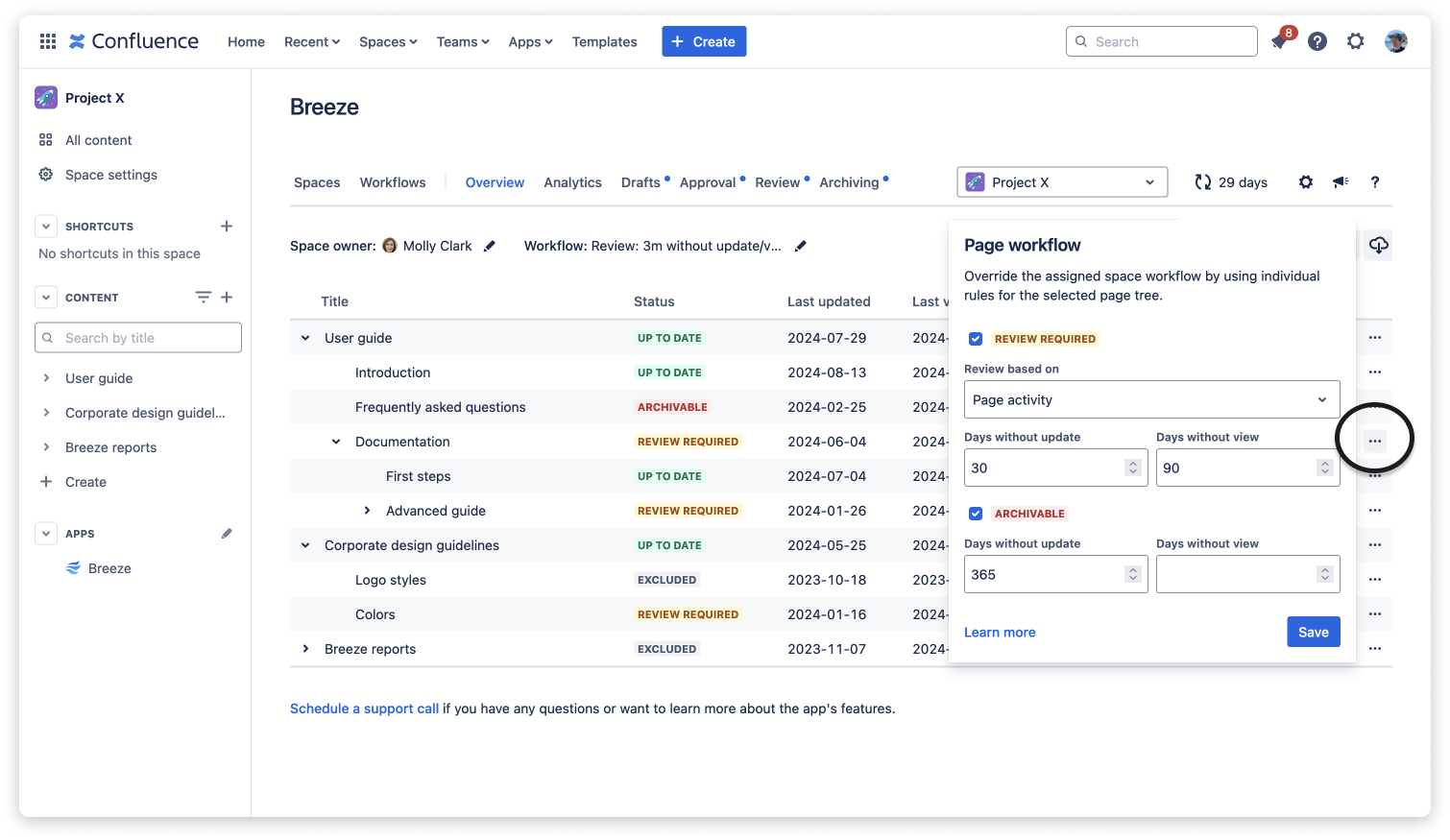 Page workflow example