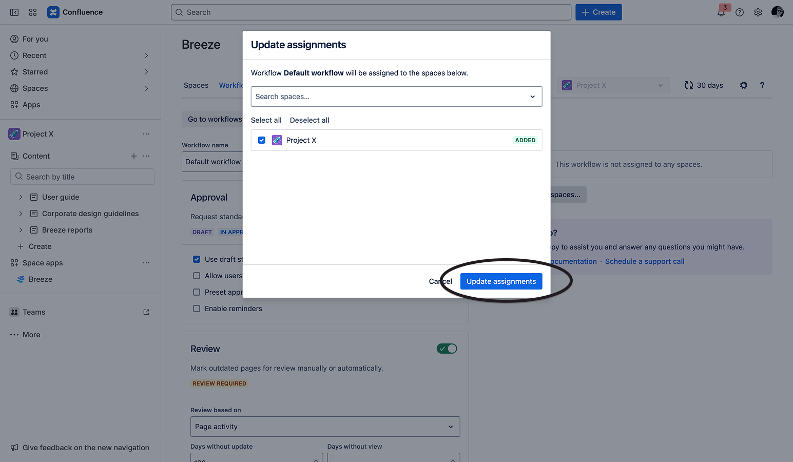Adding a workflow assignment