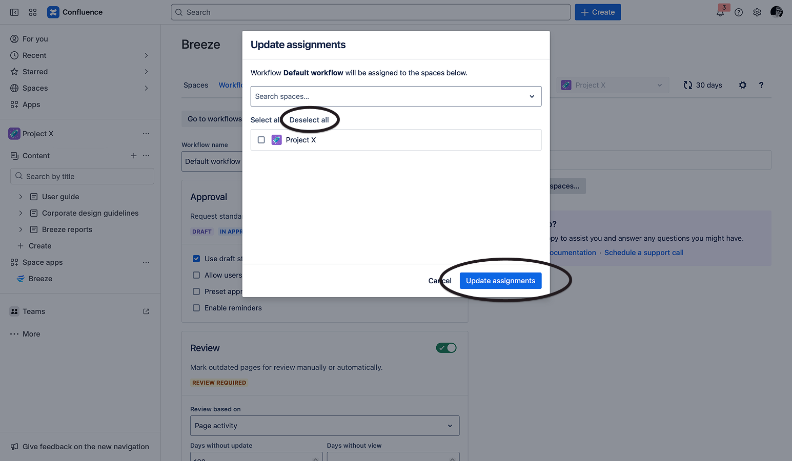 Unassigning a workflow